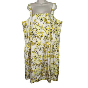 Jessica Howard Yellow White Floral Sundress Pleated Dress Women Plus Size 22W